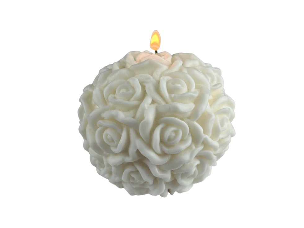 White Rose Ball Soy Candle