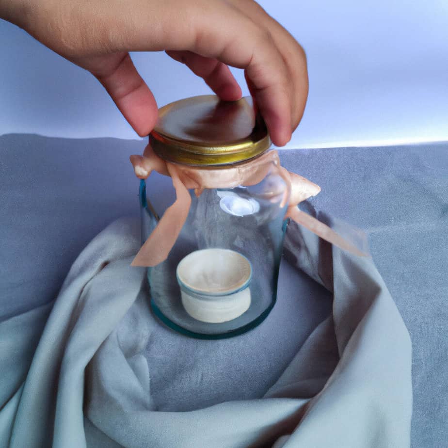 covering a candle with a glass jar
