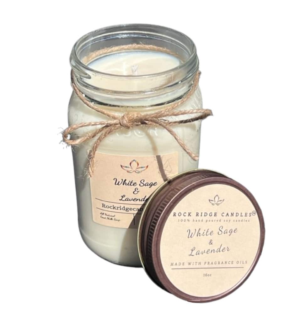 White Sage and Lavender soy wax candle